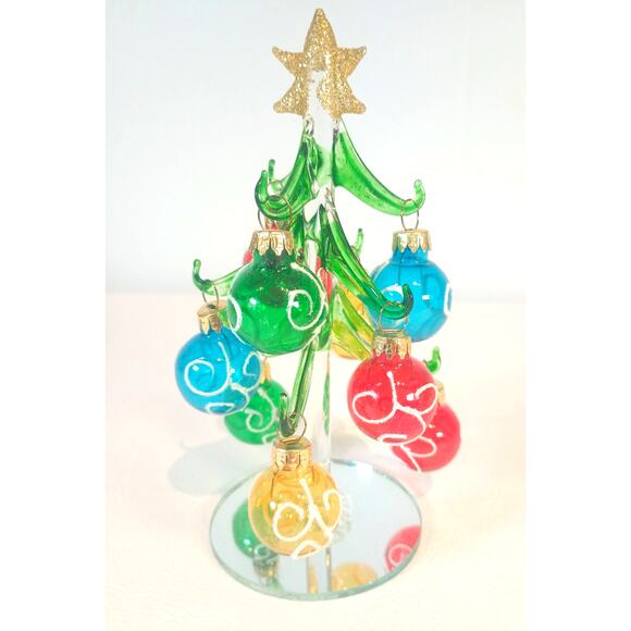 LS Arts Green Crystal 6" Christmas Tree 12 Assorted Removable Ornaments WAX-004 - Picture 3 of 6